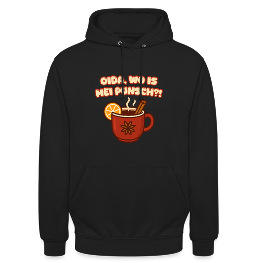 Oida, wo is mei Punsch Hoodie - Schwarz
